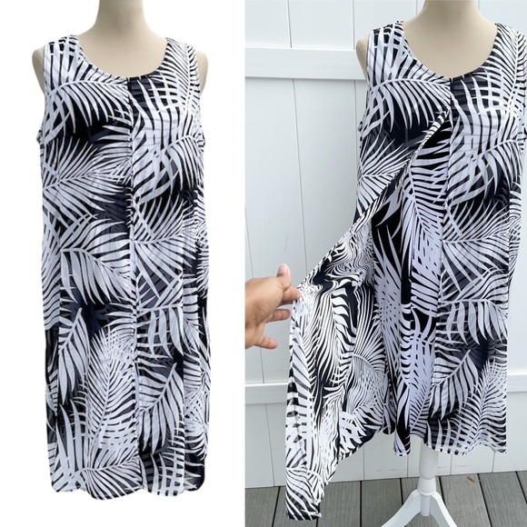 Susan Graver Women Palm Print dress Sz M - Picture 2 of 15